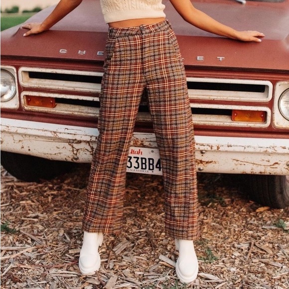 Free People Pants - Free People plaid 70s pants